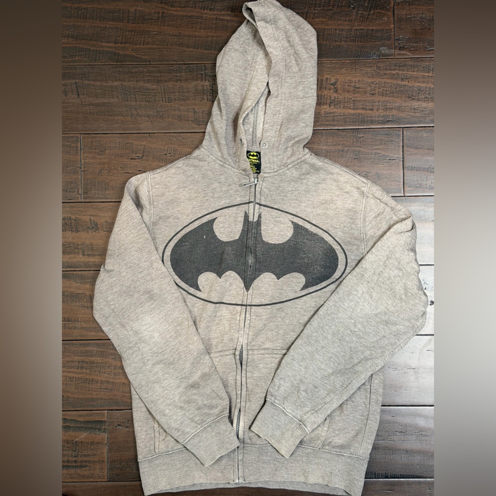 Batman Heather Gray Zip-Up Hoodie
